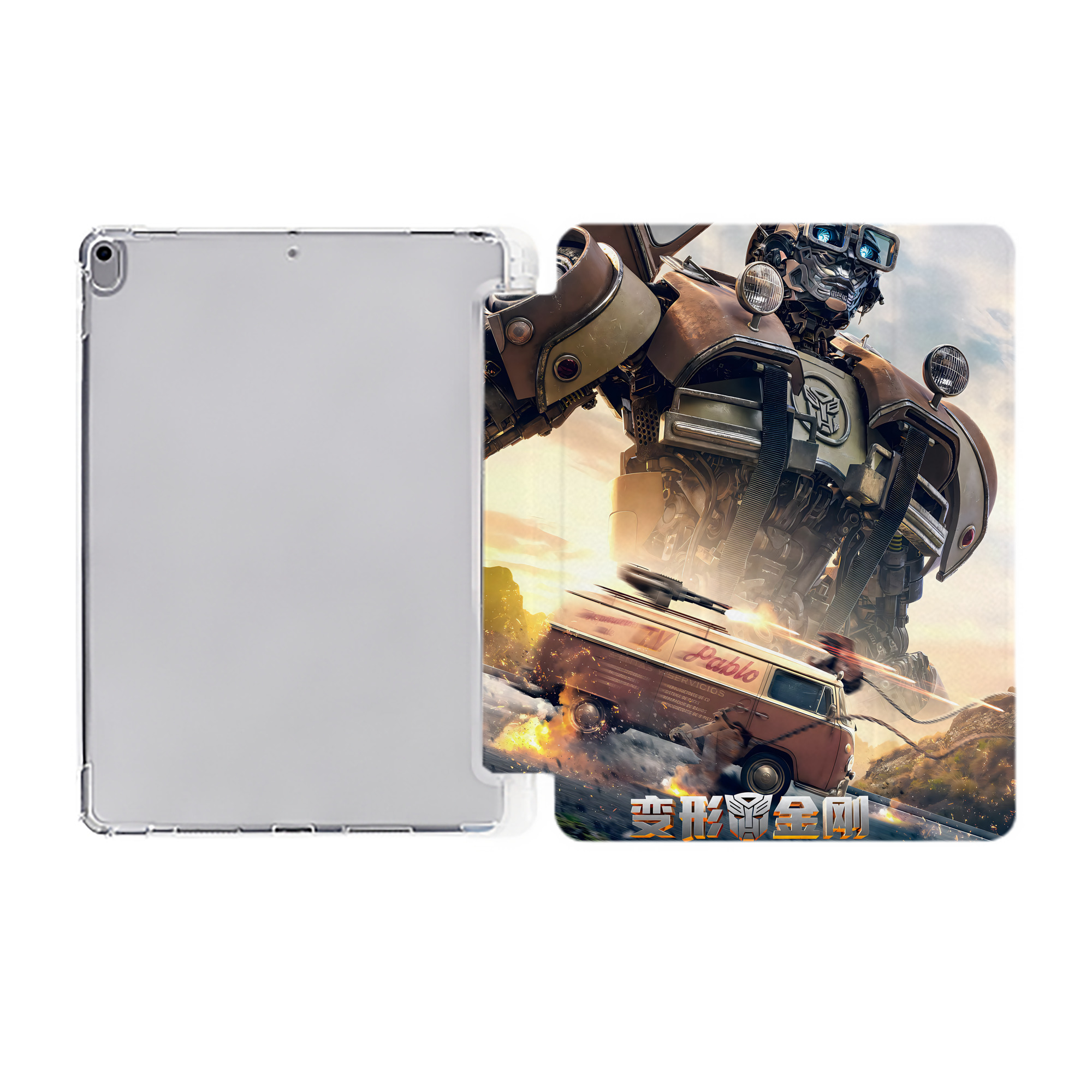 （画像用） Transformers トランスフォーマー IPad ケース ペン収納付き 三つ折りスタンド PUレザー×シリコン 対応機種9.5/10.5/10.9インチ